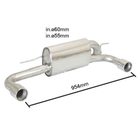 Silencieux d'échappement arrière duplex en inox BMW Série 1 F21 125D (160KW - N47) 2012 - 2015